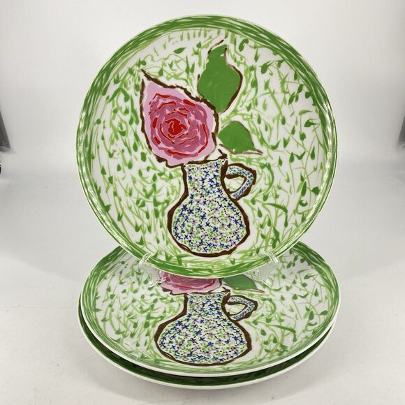 Set Of 3 Sincerely Yours Gloria Vanderbilt SIGMARose Vase Dinner Plate 101/2" - Picture 1 of 6